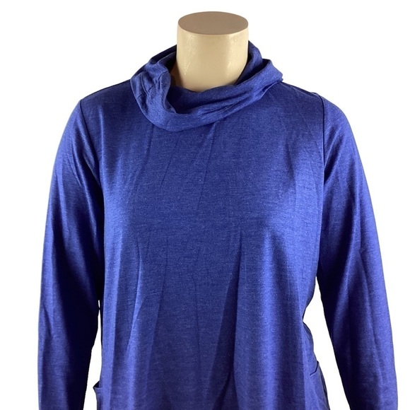 LOGO Lounge Lori Goldstein Fallon Cowl Neck Top Size XL Blue - Picture 2 of 7